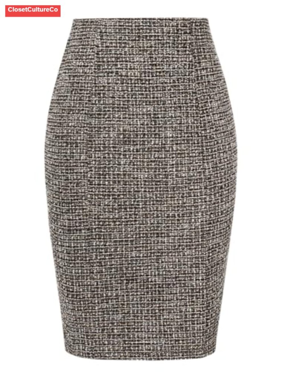 Tweed Plaid Pencil Skirt High Waist Knee Length Bodycon Business Casual